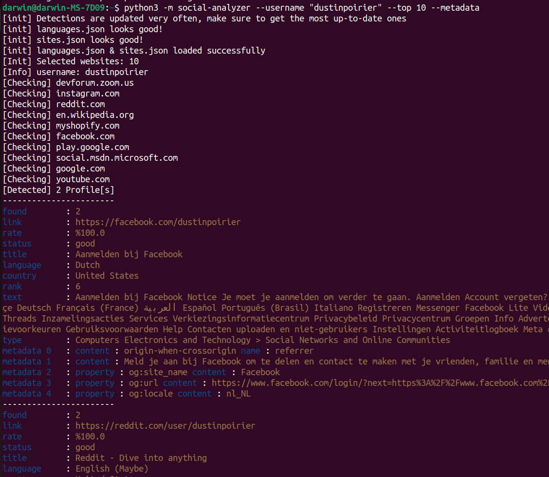 Social Analyzer Python Social-Analyzer: Advanced OSINT Tool for Comprehensive Social Analysis ...